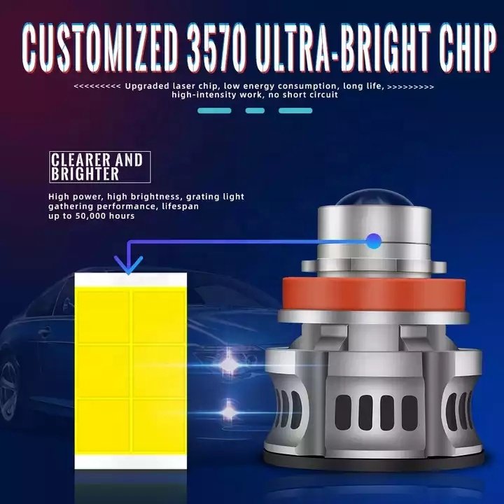 Super Bright H7 H11 9005 LED Car Laser Headlight Bulb High Power Auto Projector Fog Lamp with 3570 CSP Lens