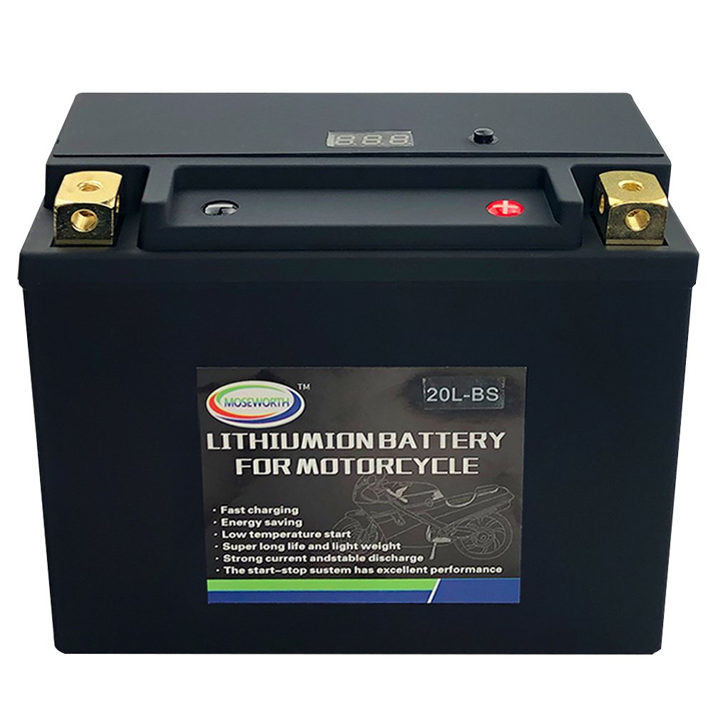 Moseworth 12.8V 12Ah 620CCA Motorcycle Starter Battery New 20L-BS LiFePO4 Lithium Auto Batteries 6V Longer Lifespan Model