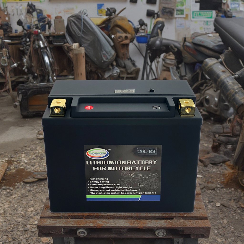 Moseworth 12.8V 12Ah 620CCA Motorcycle Starter Battery New 20L-BS LiFePO4 Lithium Auto Batteries 6V Longer Lifespan Model