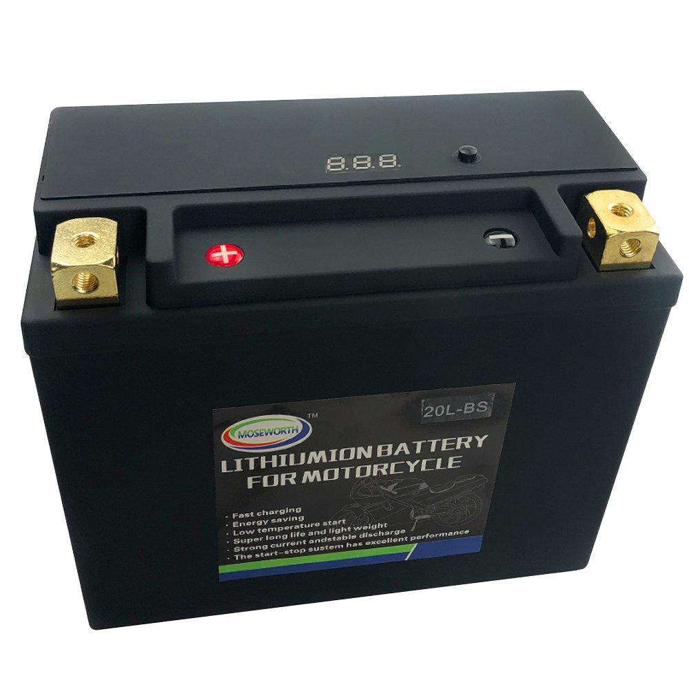 Moseworth 12.8V 12Ah 620CCA Motorcycle Starter Battery New 20L-BS LiFePO4 Lithium Auto Batteries 6V Longer Lifespan Model