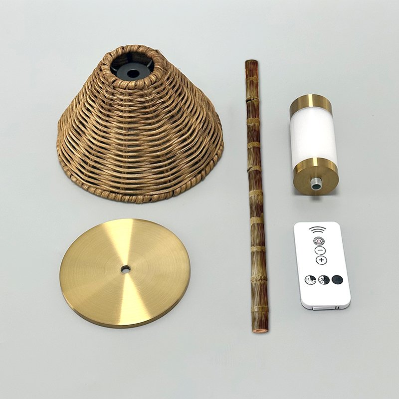 Wholesale Sales High Quality Bamboo Table Light E14 Multiple Lampshade Selection Wireless Rattan Table Lamp