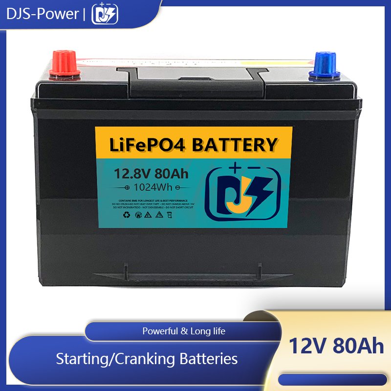 12V 80ah DJS Competitive Price Starting Car Battery Factory Light Auto CCA1000 Long Item Engine Piece DIN Type LiFePO4 Battery