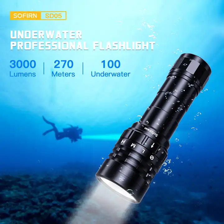 Sofirn SD05 High Reliability Diving Flashlight 3000LM Super Bright Light IPX8 Waterproof Torch Rechargeable with Magnetic Switch