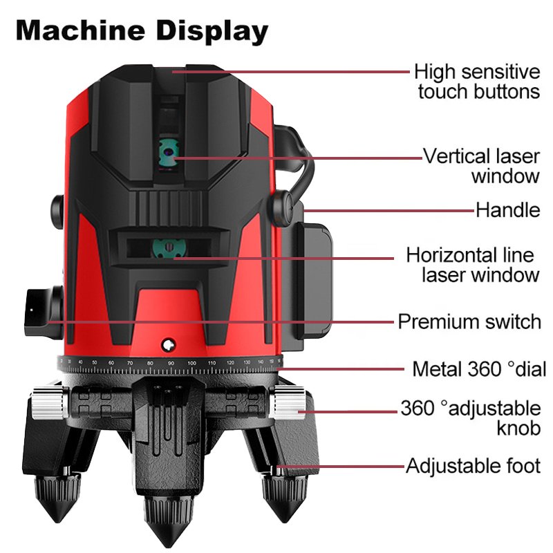 Hot Selling Products Indoor and Outdoor 360 Degree Auto Rotation BSelf-leveling Vertical Horizontal 5 Lines Laser Level