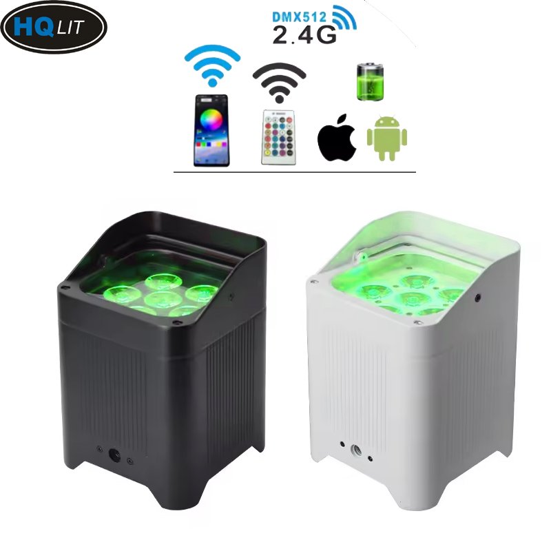 Dj Wedding Stage 6*6in1 18w Rgbwauv Uplight Battery Operated Wireless Dmx Led Stage Lighting