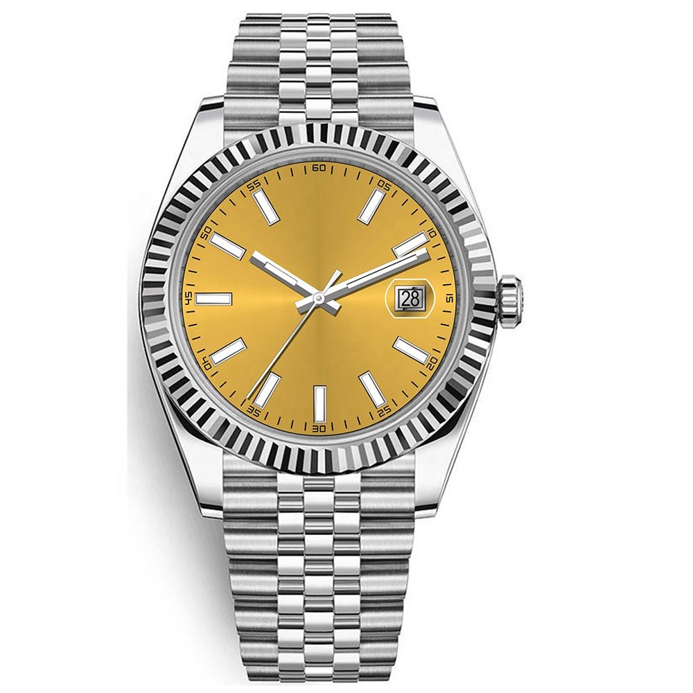 Custom Luxury Male Female Business Stainless Steel Crescent Luminous Sapphire Surface Calendar Water Resistant Mechanical Watch
