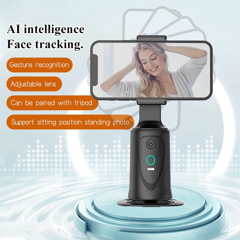 PTZ Universal Mobile Phone Gimbal Stabilizer No APP Support BT Smart Remote Control AI 360 Rotation Auto Face Tracking Tripod