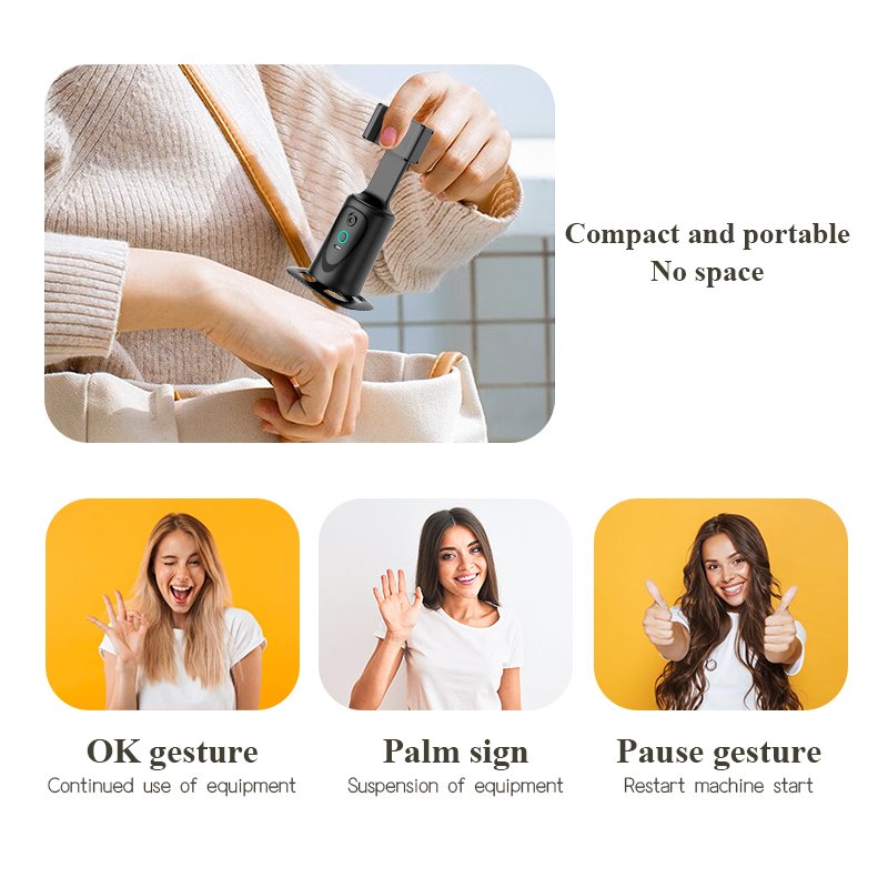 PTZ Universal Mobile Phone Gimbal Stabilizer No APP Support BT Smart Remote Control AI 360 Rotation Auto Face Tracking Tripod
