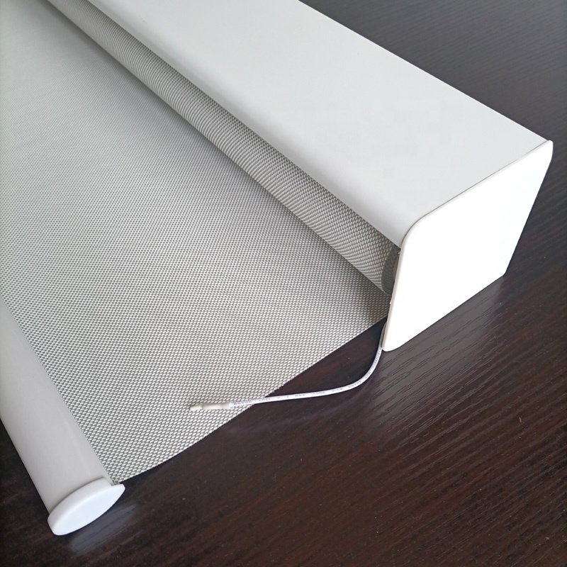 Custom Design Black Square Fascia Cassette Indoor Hotel Office Blackout Sun Screen Fabric Window Roller Curtain Blinds Shades