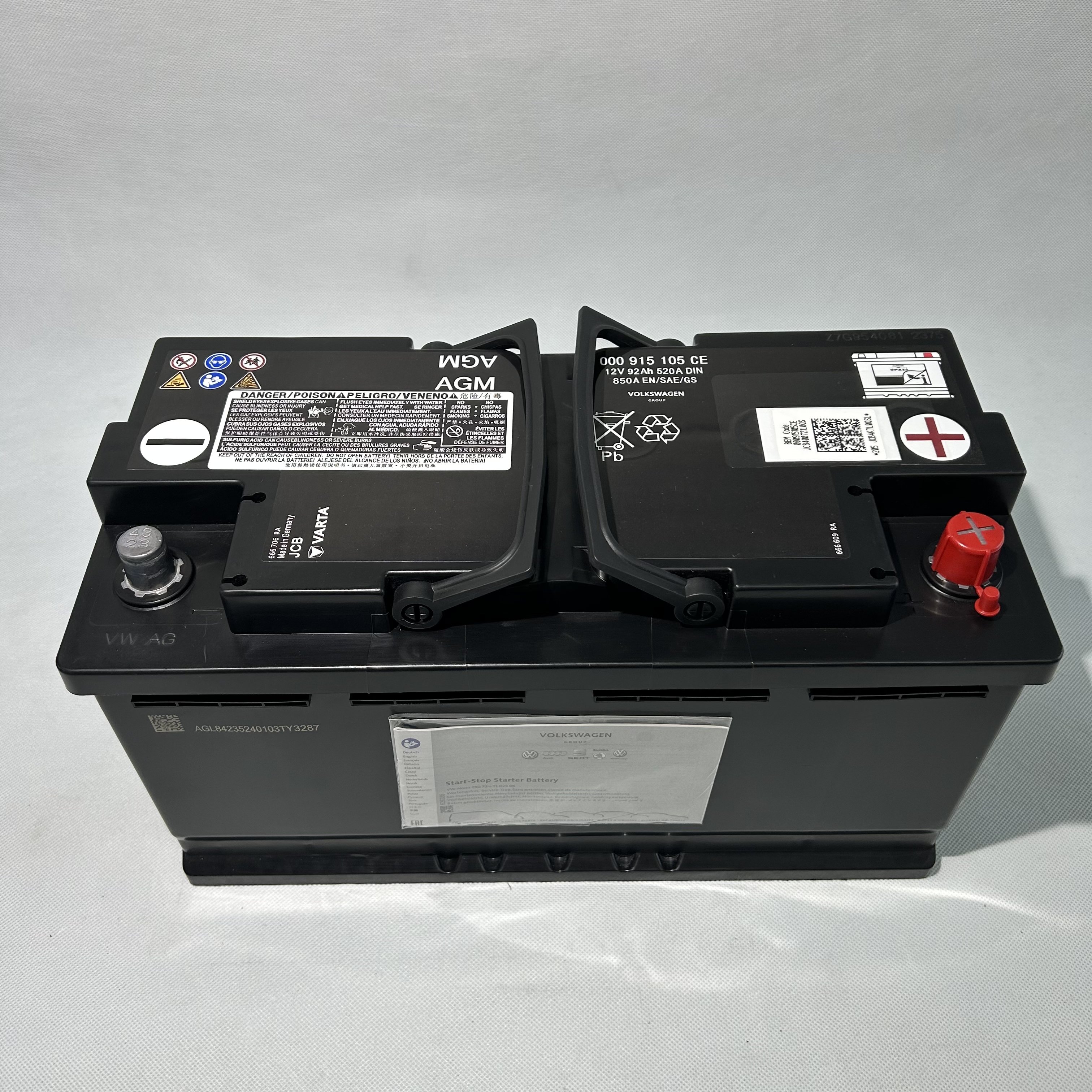 XPEI AUTO PARTS AGM Starter Battery L5 (92AH) 000915105CF for AUDI MAINTENANCE-FREE BATTERIES