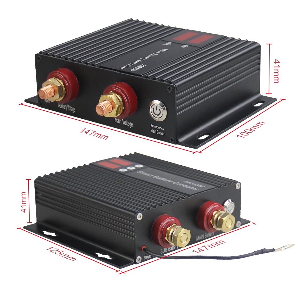Adjustable 12V 24V 250A Smart Dual Battery Isolator Voltage Sensitive Relay with Magnetic Latching Imported Chip for Car, RV