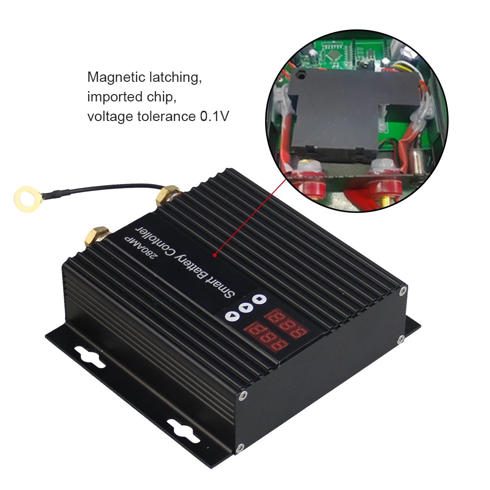 Adjustable 12V 24V 250A Smart Dual Battery Isolator Voltage Sensitive Relay with Magnetic Latching Imported Chip for Car, RV