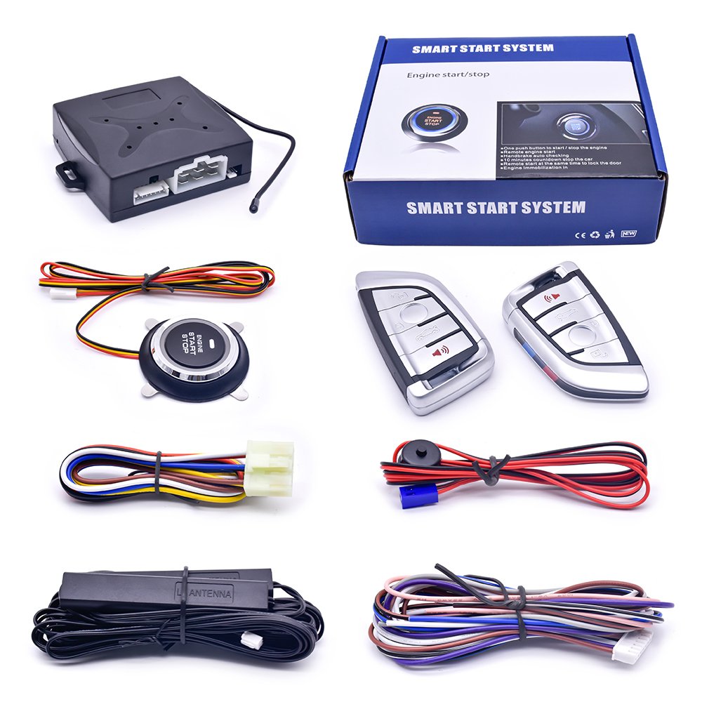 Modified 12V PKE Keyless Entry Remote Start Stop System Audi Push Button Car Alarm Two-Way Function Anti-Theft Remote Starter