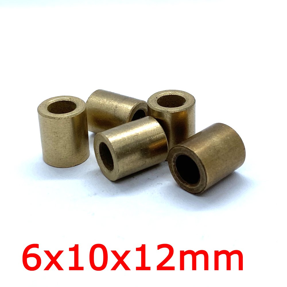 6x10x12mm 6mm Spindle Oil Sinter PM Cylindrical Bronze Bushing Copper Alloy Plain Self Lubricated Sleeve Bearing Bush