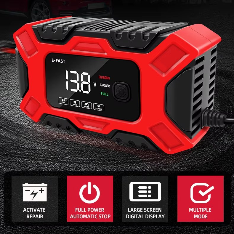 E-FAST TK-300 12V Charger Motorcycle Battery Charger Automobile Battery Charger Full Charge Auto Stop 12V