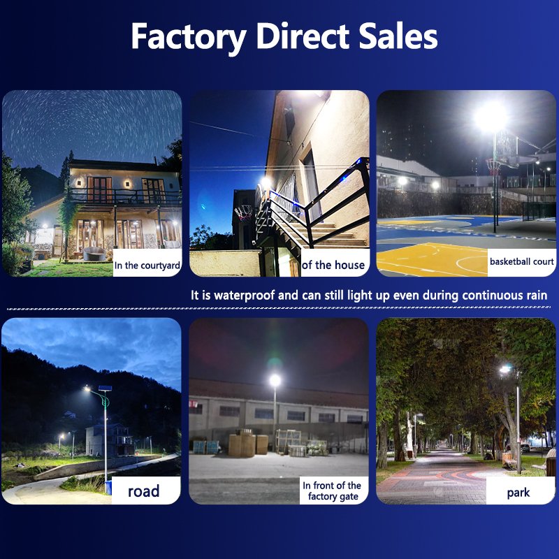 High Efficiency LED Solar Street Light Auto Dimming Control Smart IP65 ABS Battery Outdoor Lighting Garden Panel Exterior DC
