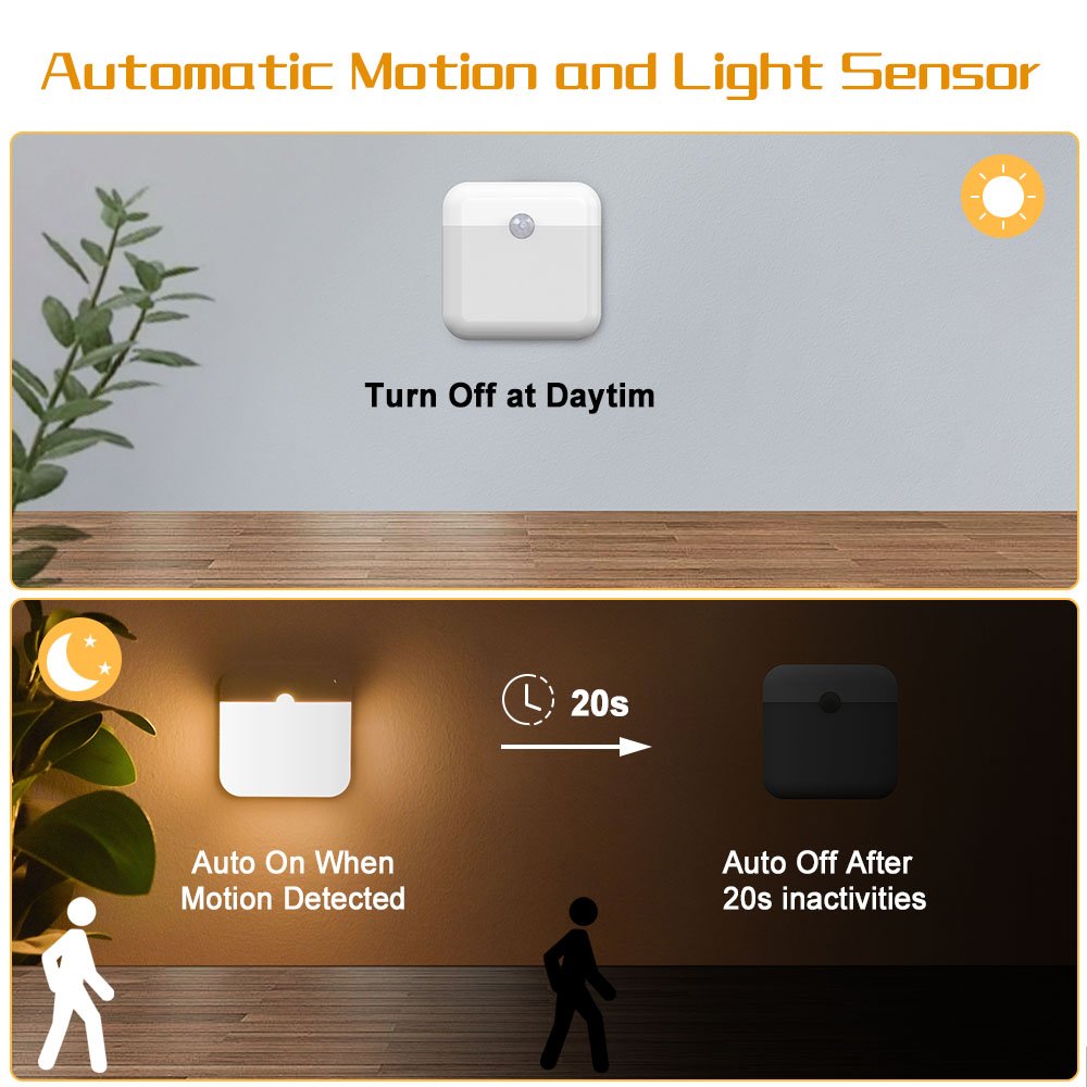 Smart Led Night Lights With Auto Dusk to Dawn Sensor Ambient Lighting Sensor Light for Passage Children Nursery Room