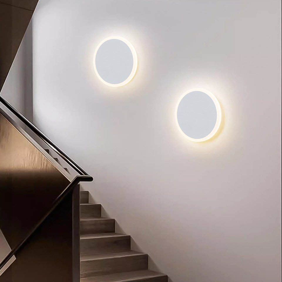 Nordic Modern Style USB Rechargeable Round LED Wall Lights Wireless Surface Mounted with Touch Control