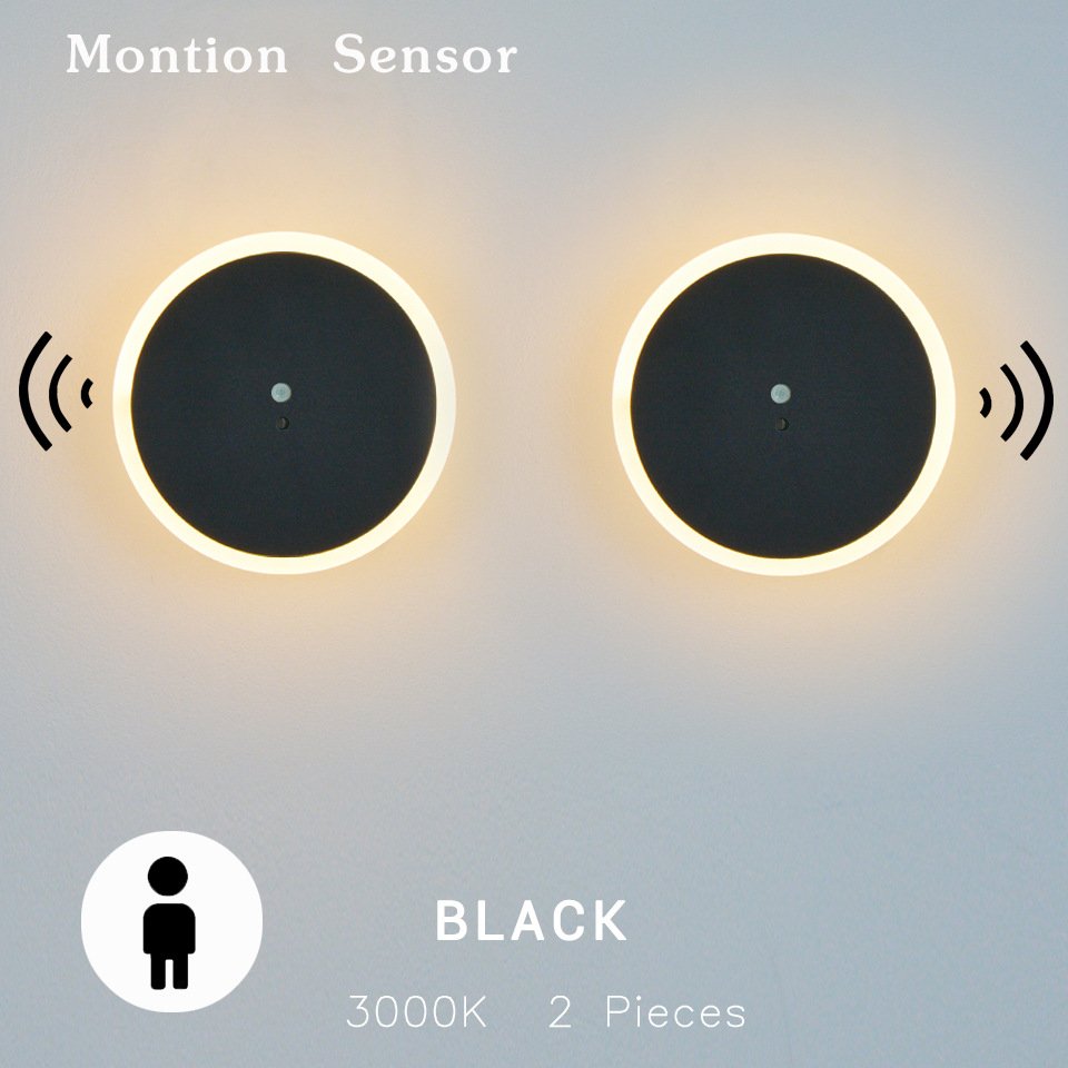 Nordic Modern Style USB Rechargeable Round LED Wall Lights Wireless Surface Mounted with Touch Control