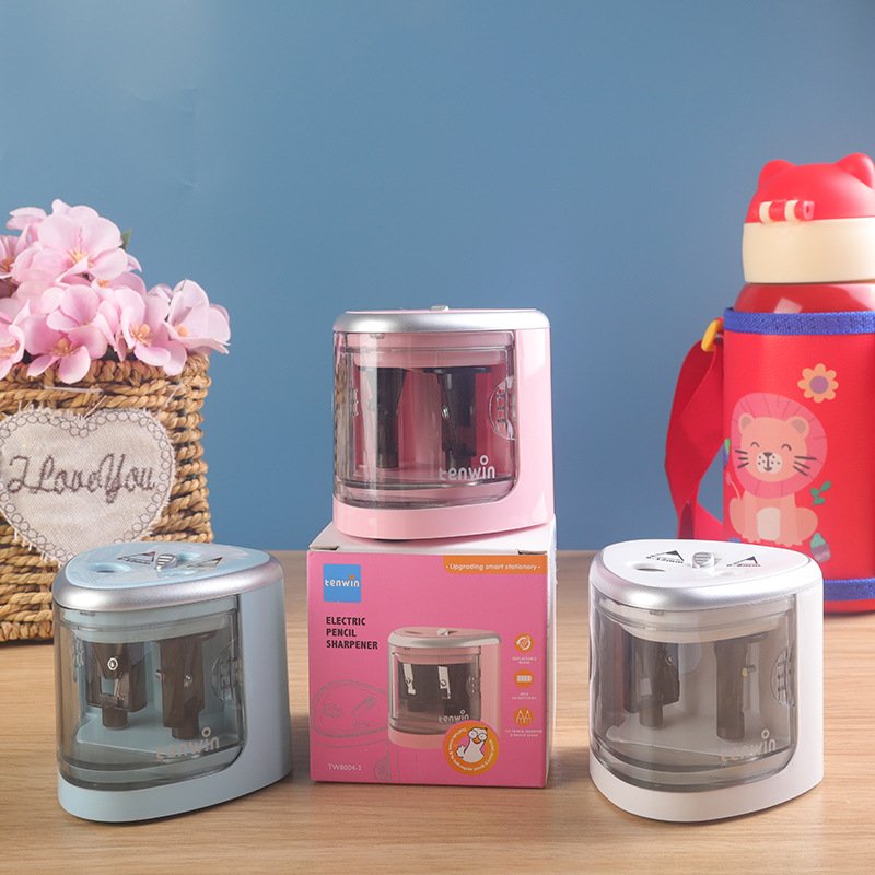 Double-Hole Electric Plastic Pencil Sharpener Battery Operated for 6-12mm Pencils