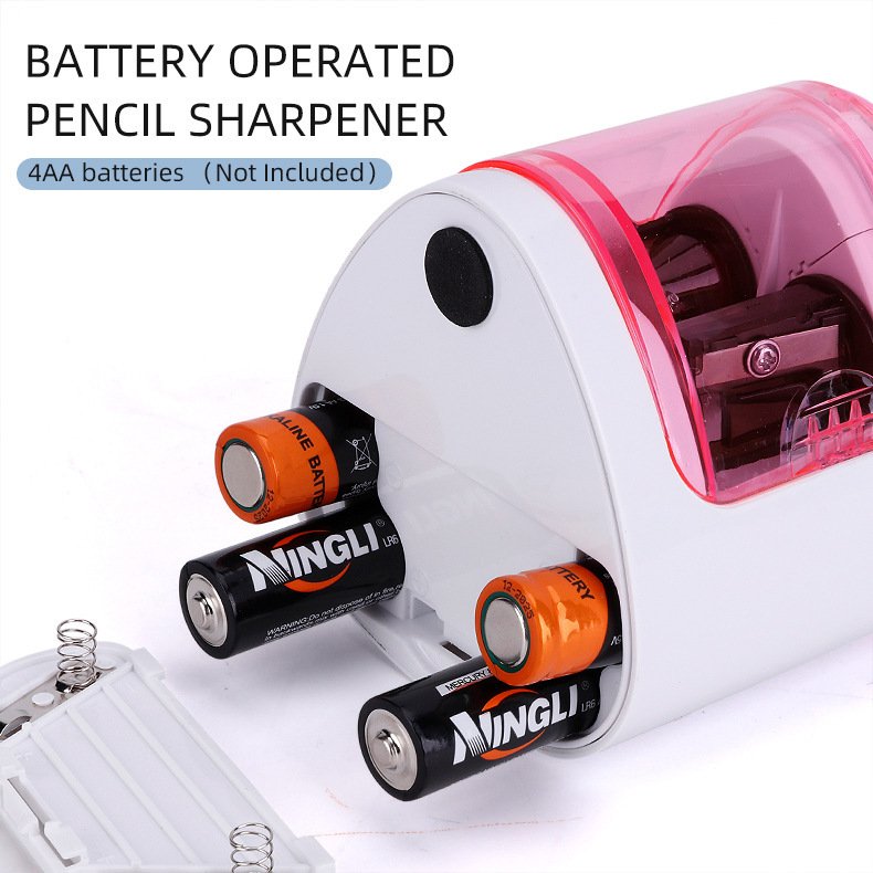 Double-Hole Electric Plastic Pencil Sharpener Battery Operated for 6-12mm Pencils