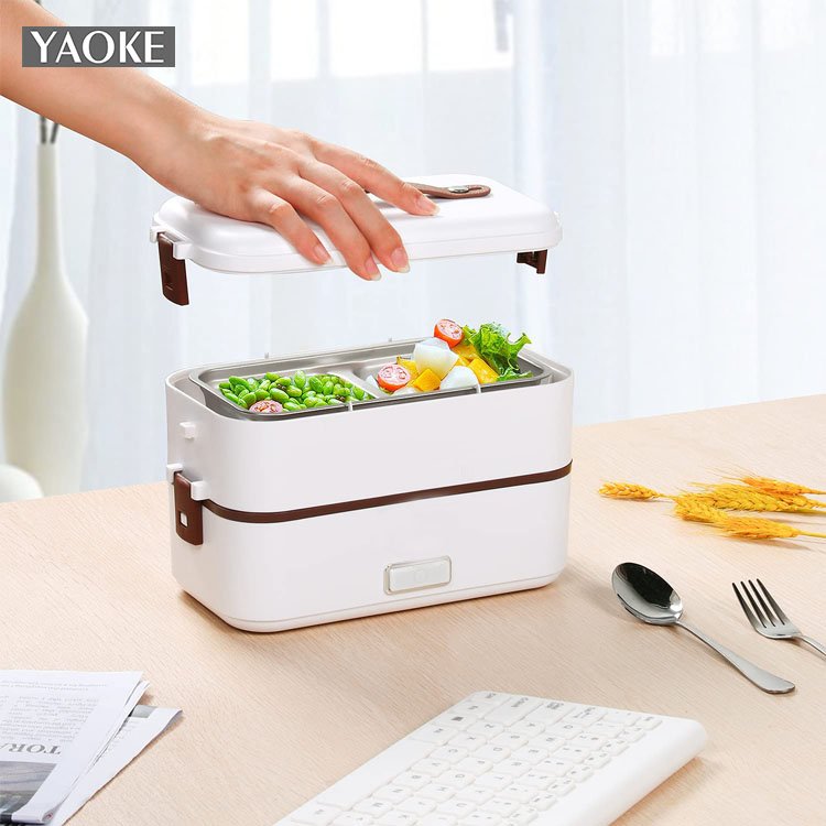 1.8L 12v 24v 110v 220v Portable Electric Heating Lunch Box Stainless Steel Lunch Box Electric Food Warmer Electric Hot Lunch Box