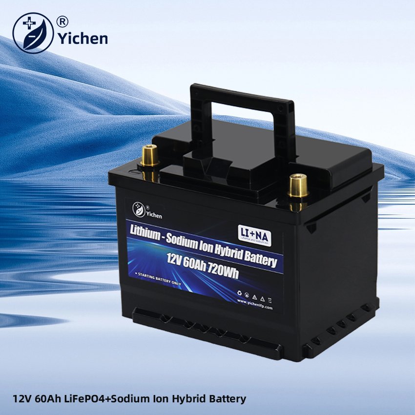 New 12V 60Ah NA Auto Lithium Battery Dual Purpose Cranking Lifepo4 and Sodium Ion Hybrid Battery for Car Starting RV Marine
