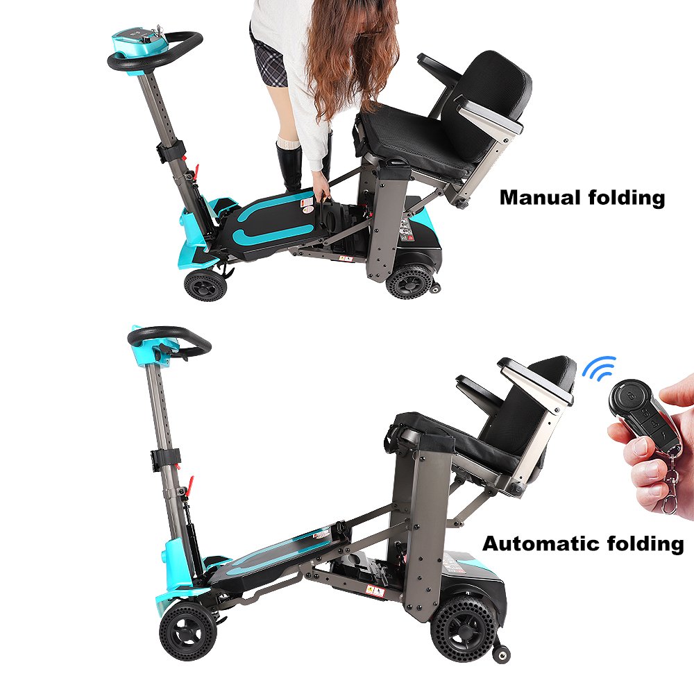 Travel Portable Foldable Auto Folding Mobility Scooter 4 Wheel Remote Control Lightweight Electric Mobility Scooter for Adults