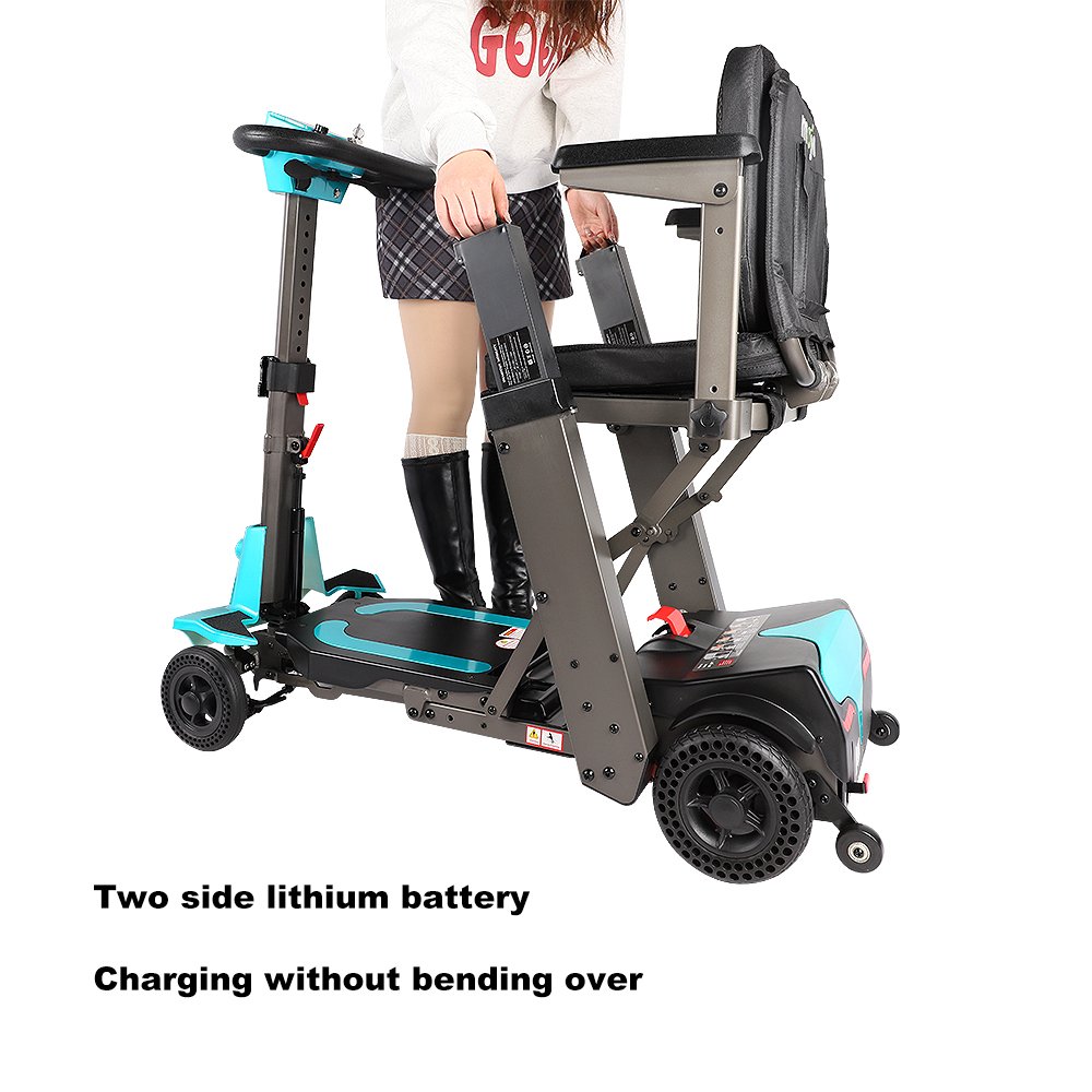 Travel Portable Foldable Auto Folding Mobility Scooter 4 Wheel Remote Control Lightweight Electric Mobility Scooter for Adults