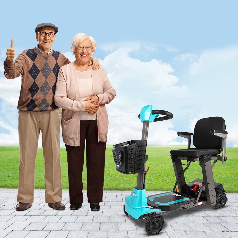 Travel Portable Foldable Auto Folding Mobility Scooter 4 Wheel Remote Control Lightweight Electric Mobility Scooter for Adults
