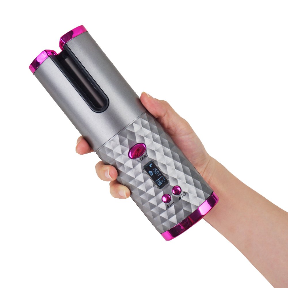 Cordless Automatic Curling Iron Ceramic Auto Hair Curler with LCD Display 6 Temps
