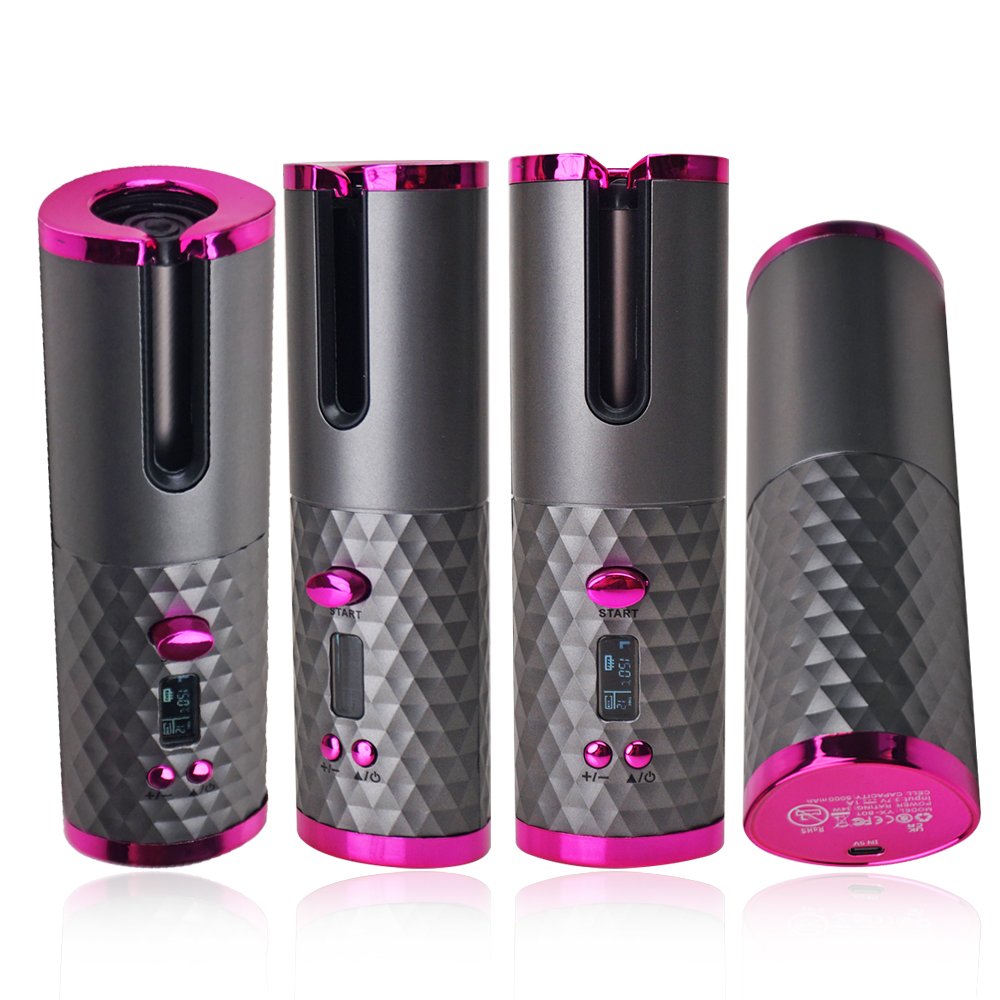 Cordless Automatic Curling Iron Ceramic Auto Hair Curler with LCD Display 6 Temps