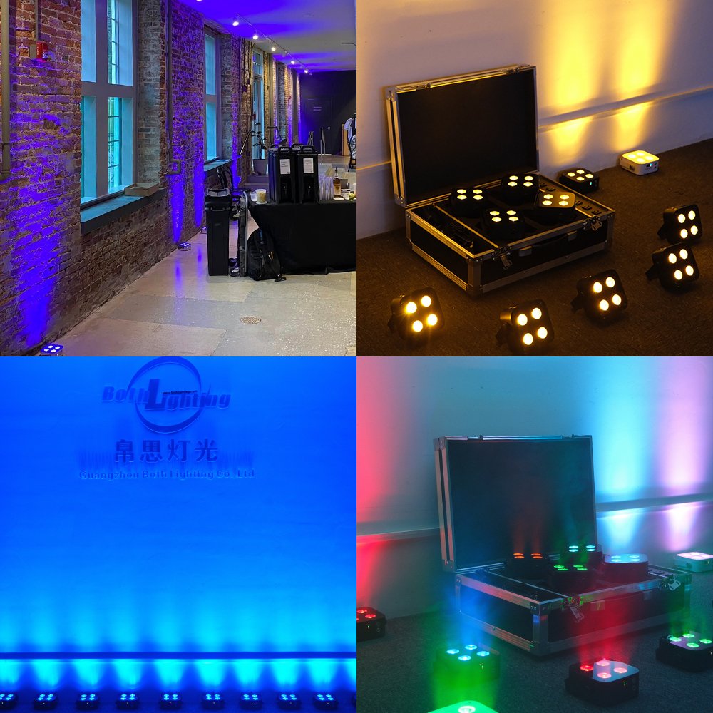 Mini Uplights Cheap Portable 4*12w IR Remote+display Wireless Dmx Battery LED with APP Control for Wedding Dj