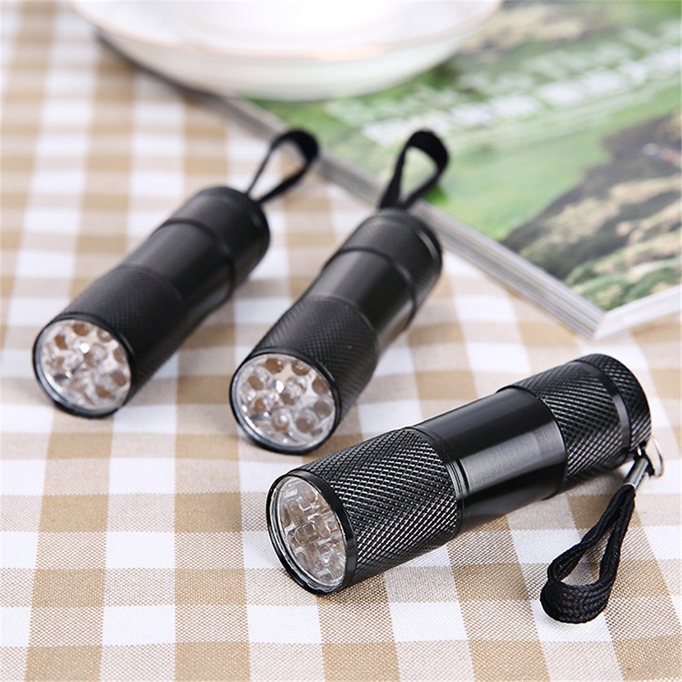 Aluminum Alloy Mini Led Torch Flashlight Promotion Gift 9leds Mini 395nm UV White Light Flashlight