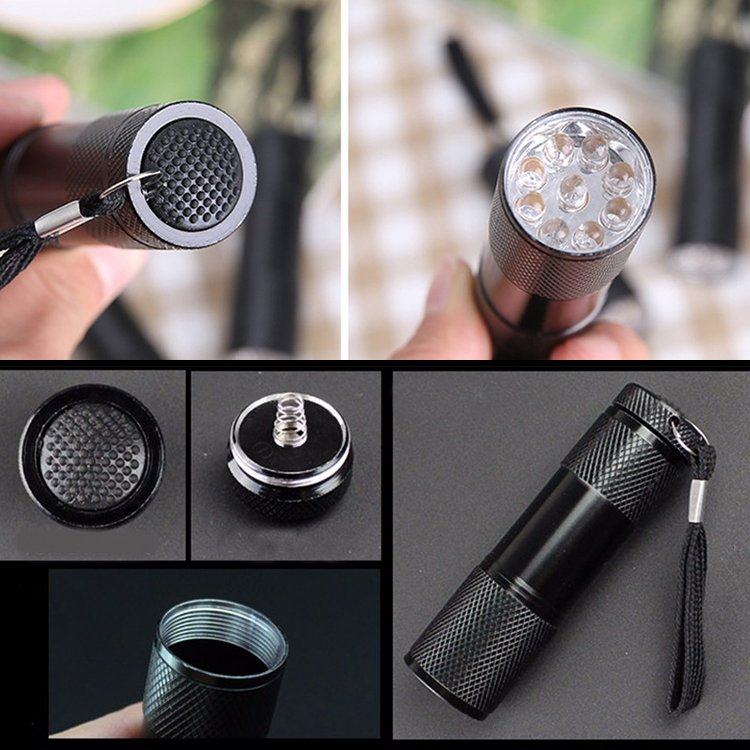 Aluminum Alloy Mini Led Torch Flashlight Promotion Gift 9leds Mini 395nm UV White Light Flashlight