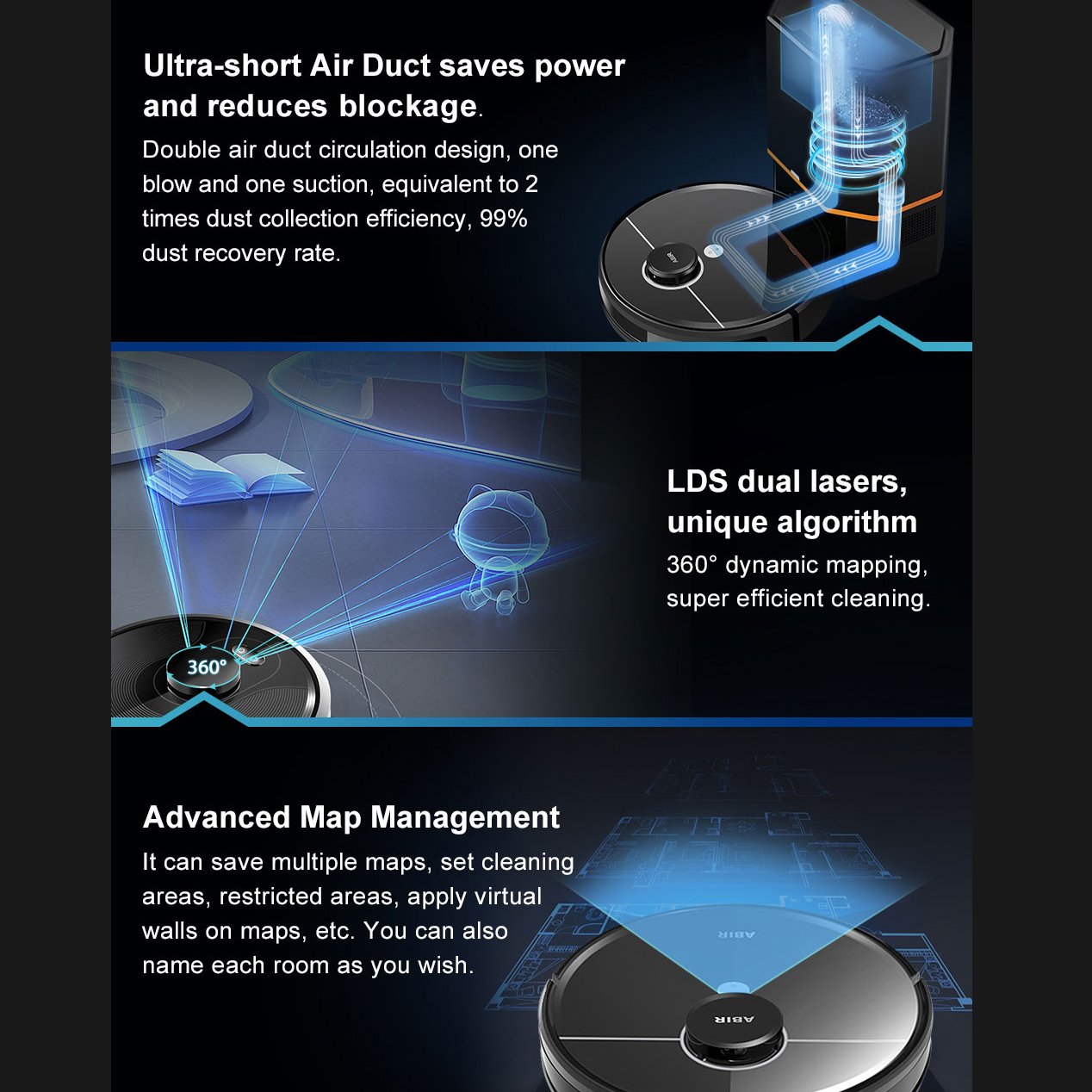 2024 the Latest Robot Vacuum Cleaner with Self-emptying Dustbin Auto Dust Collector ABIR R30 Robotic Vacuumm Cleaner