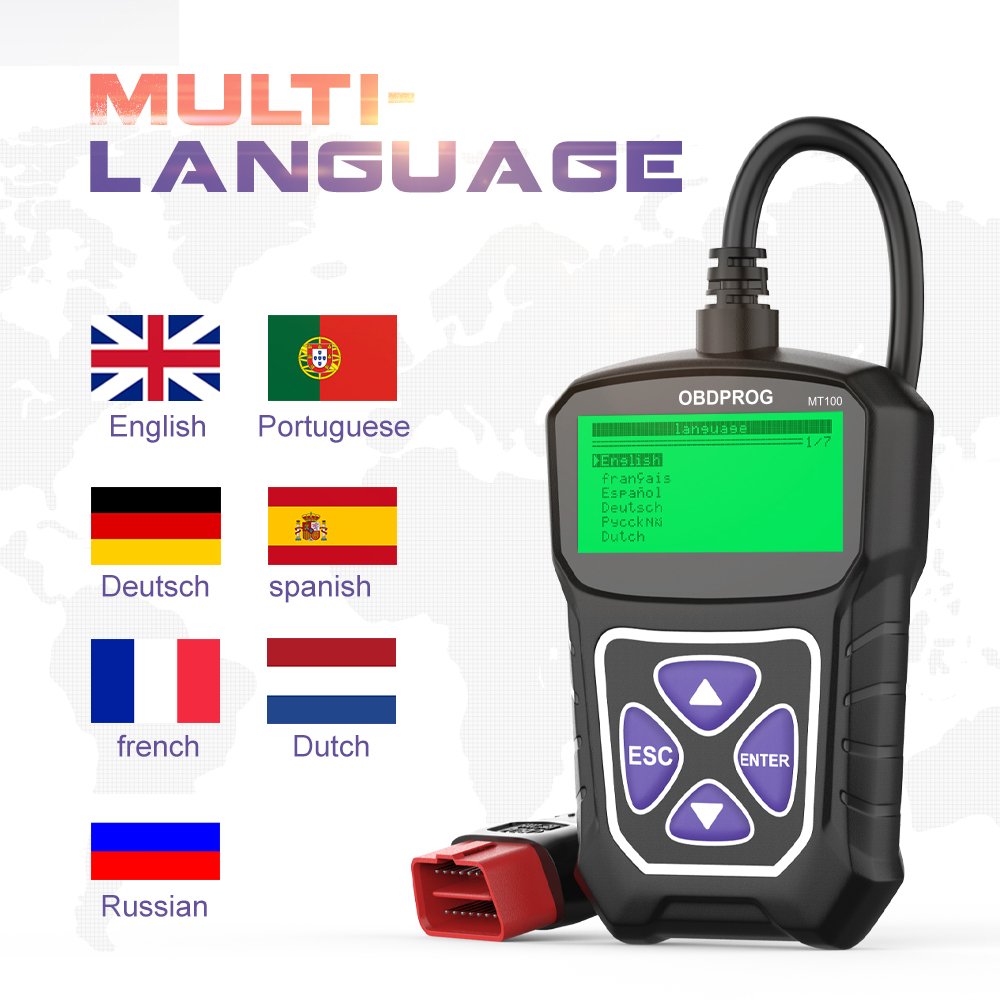 OBDPROG MT100 OBD2 Professional Auto Scanner EOBD Engine Analyzer Multi-Language Code Reader 1-Year Warranty Diagnostic Tools