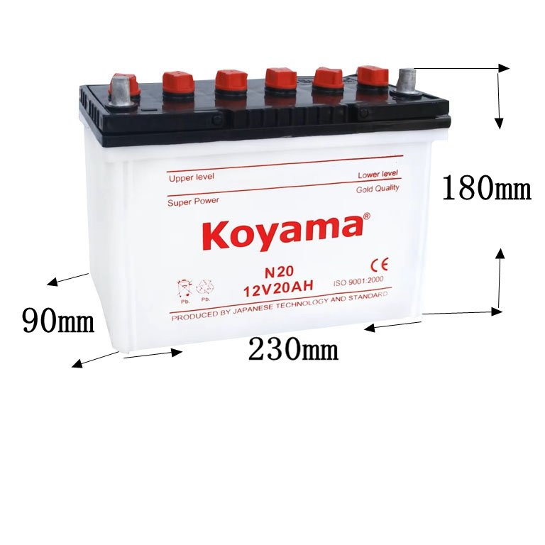 Special Small Size Dry Charged Car Battery N20 12V20Ah for Latin American Market