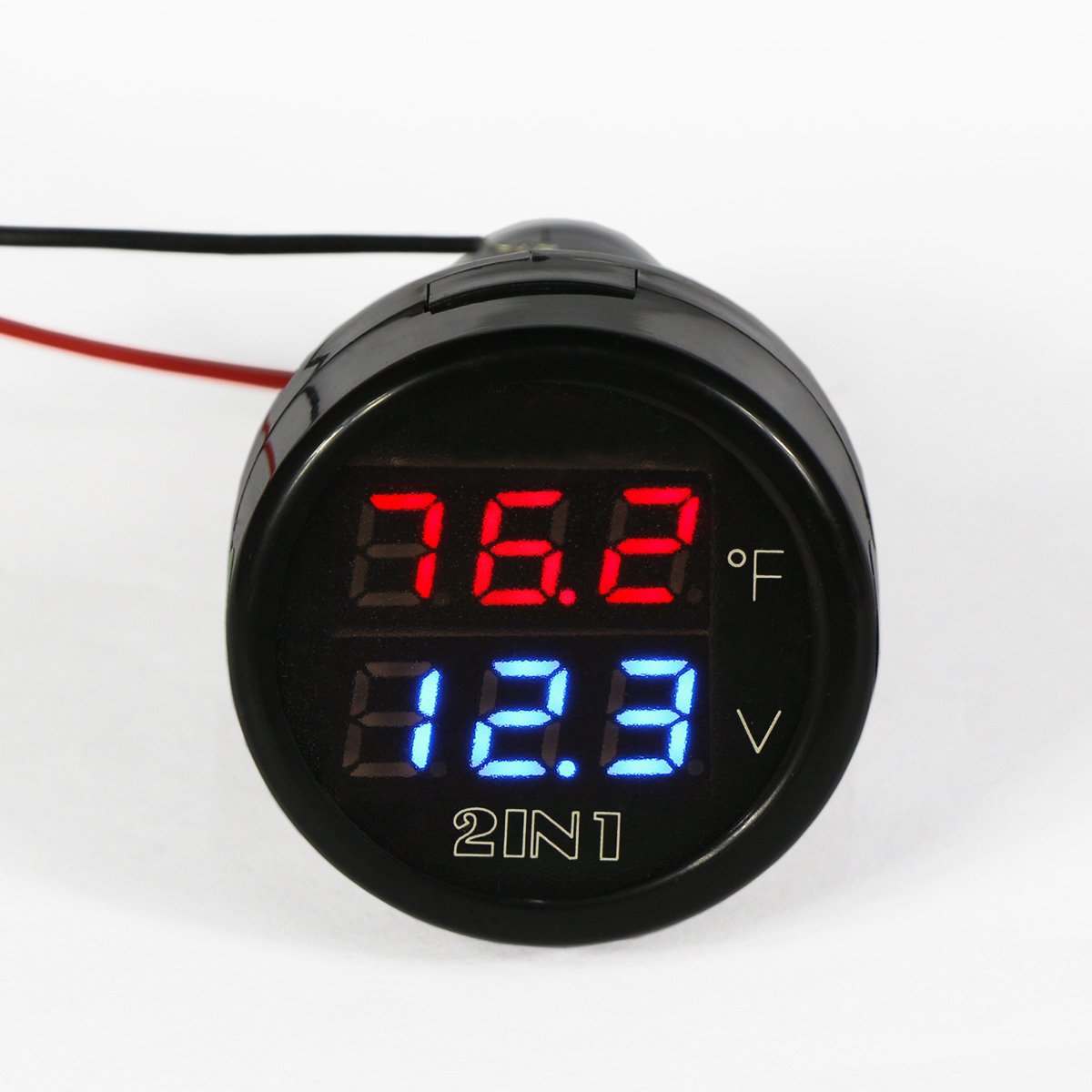 Digital Voltage Fahrenheit Temperature Monitor Car Motorcycle Battery Voltmeter Thermometer 12V 24V Temp Volt Tester Multimeter