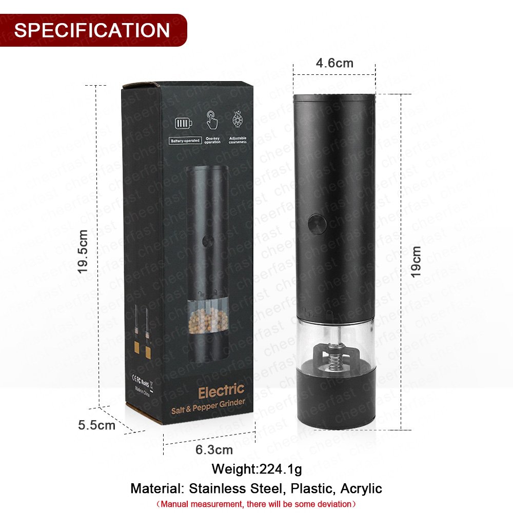 Auto Salt and Pepper Shakers With Adjustable Coarseness Battery Model Electric Salt and Pepper Grinder Pepper Mill Salt Grinder