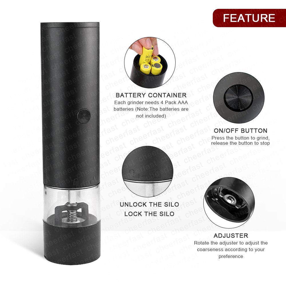 Auto Salt and Pepper Shakers With Adjustable Coarseness Battery Model Electric Salt and Pepper Grinder Pepper Mill Salt Grinder