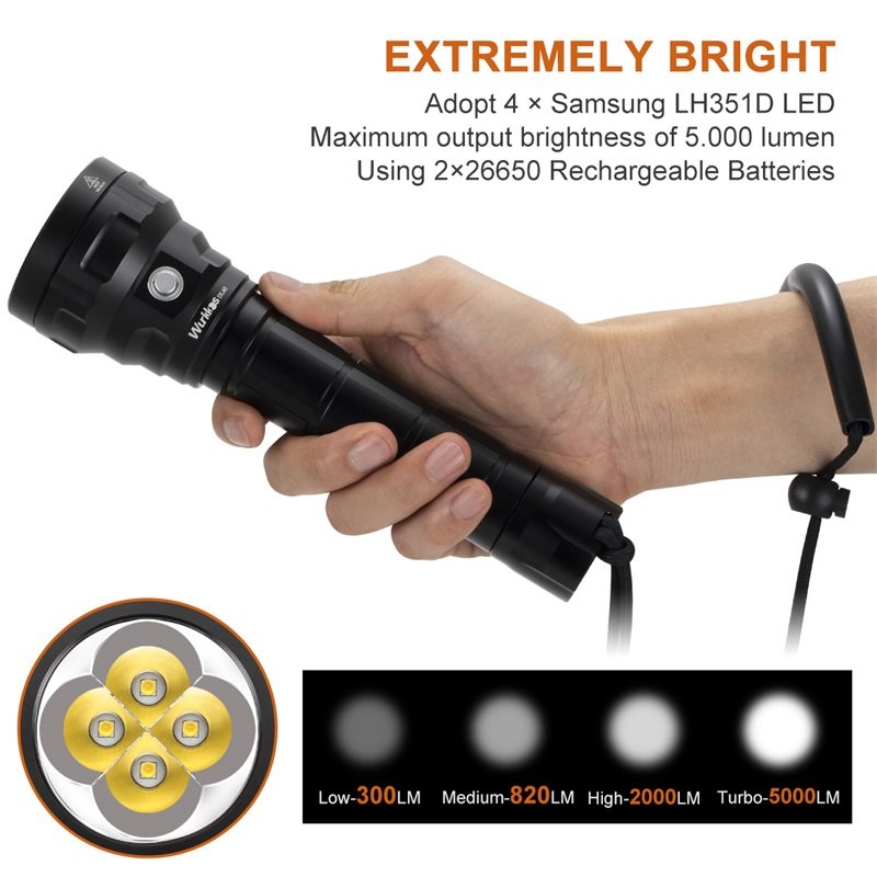 Wurkkos DL40 NEW Professional Diving Flashlight Lumens LED Light Waterproof Underwater Tactical Torch Hunting Lamp