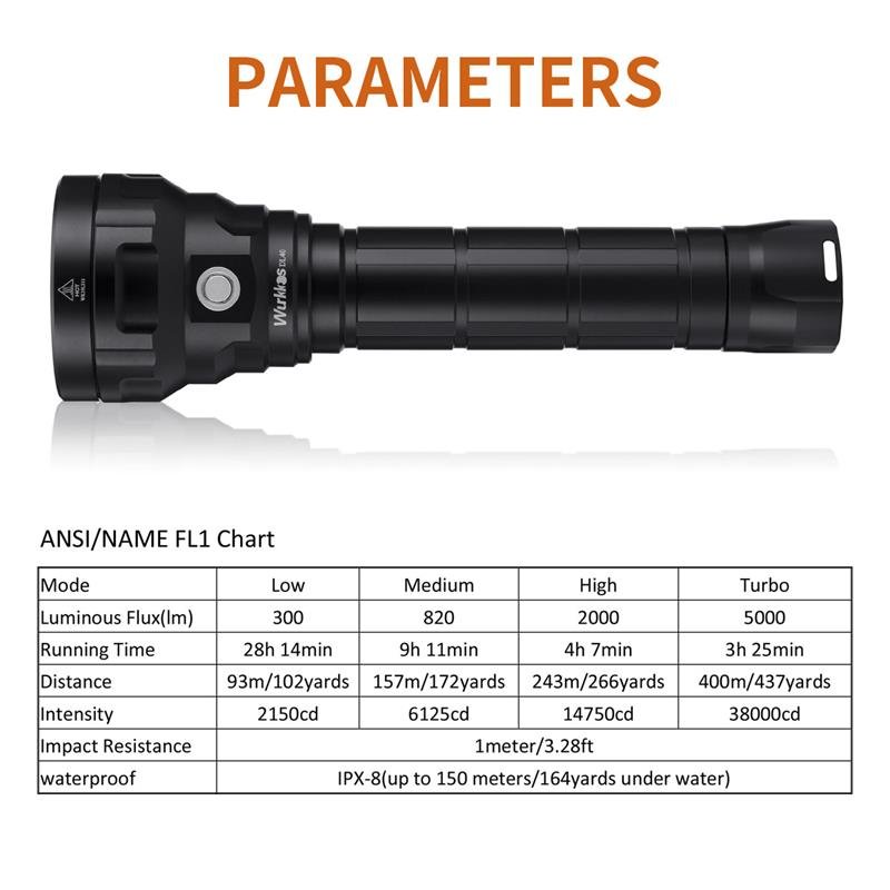 Wurkkos DL40 NEW Professional Diving Flashlight Lumens LED Light Waterproof Underwater Tactical Torch Hunting Lamp