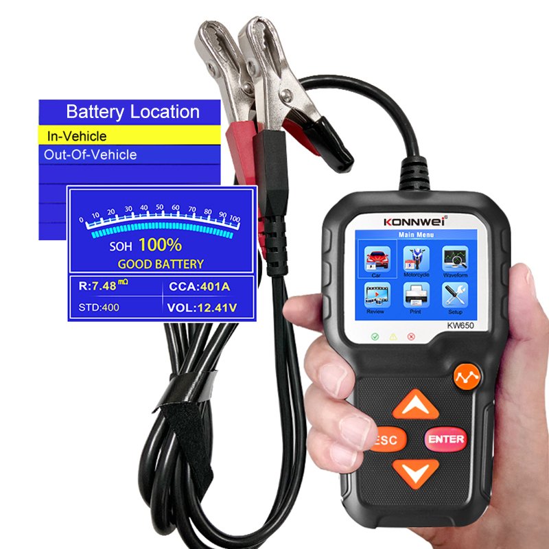 KONNWEI New Products Automatic Smart 12V Car Battery Tester Auto Battery Analyzer Cranking Car Battery-Tester Motorcycle Scanner