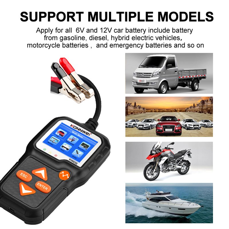 KONNWEI New Products Automatic Smart 12V Car Battery Tester Auto Battery Analyzer Cranking Car Battery-Tester Motorcycle Scanner