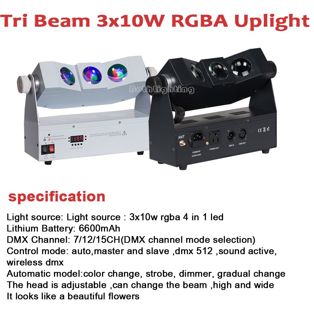 Both Lighting Wall Washer Uplights 3*18W Tri Beam RGBA 4in1 LED Wireless DMX Battery up Lighting for Wedding Dj Party Effects