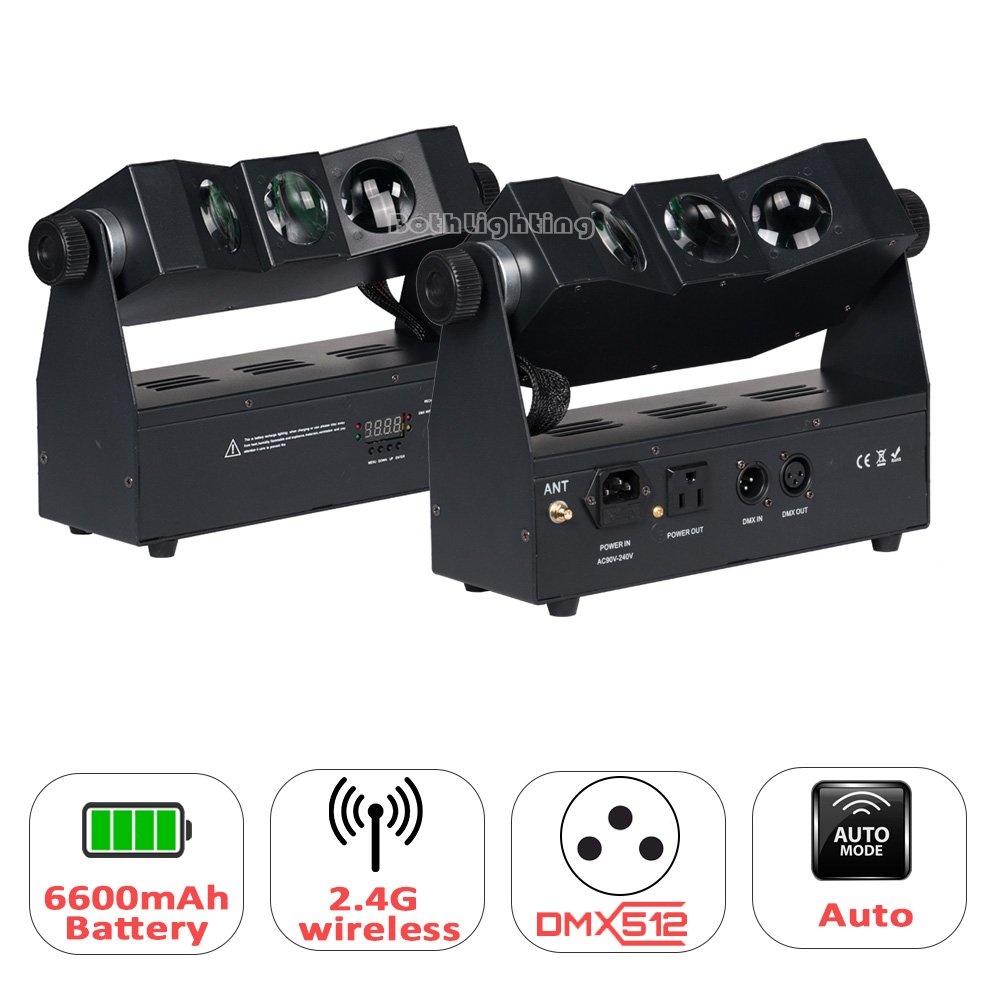 Both Lighting Wall Washer Uplights 3*18W Tri Beam RGBA 4in1 LED Wireless DMX Battery up Lighting for Wedding Dj Party Effects