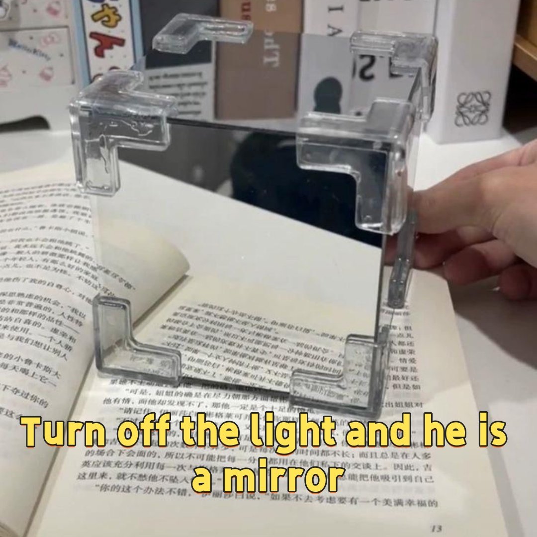 Acrylic DIY Tulip Square LED Nightlight Mirror Warm Colorful Projected Light Mini Table for Bedroom Battery Switch for Room Use