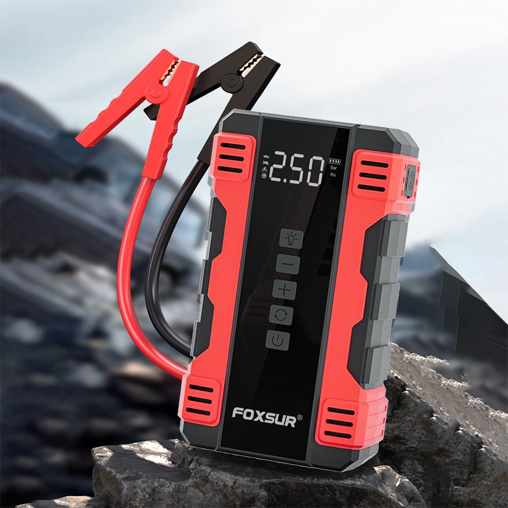 NCFKOS Multi-function 6000mah Car Jump Starter Air Pump Portable Air Compressor Auto Tire Inflator Emergency Power Supply