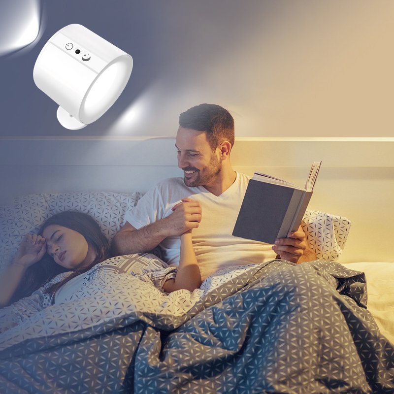 LED Reading Lights Wall Mounted Sconces Rechargeable Magnetic 360 Rotation Touch Control Lamps for Kids Study Bedside Closet